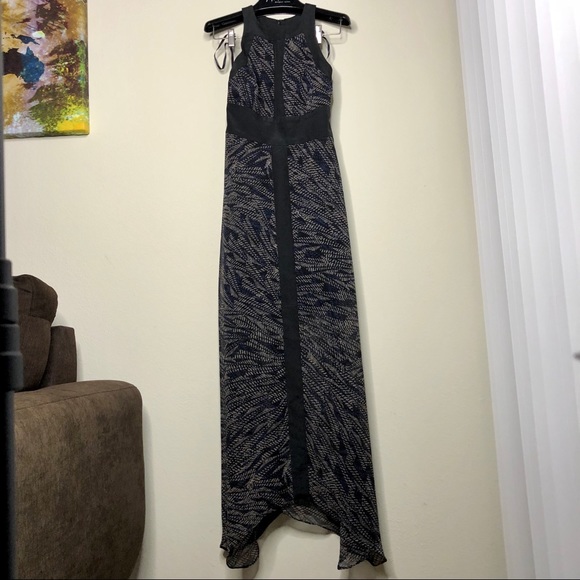 BCBGeneration black/blue maxi dress cutout back - Picture 3 of 8